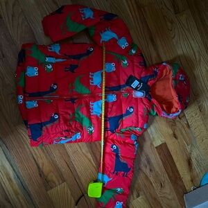 Red winter fall lightweight jacket coat dinosaur ski snow blue green boys girls